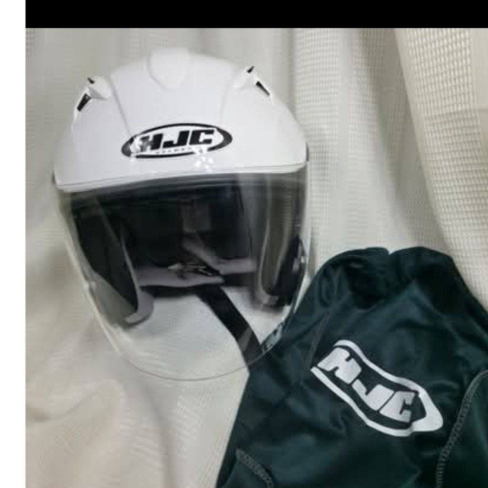HJC White XL Open Face Motorcycle Helmet with Dual Visor and Storage Bag DOT